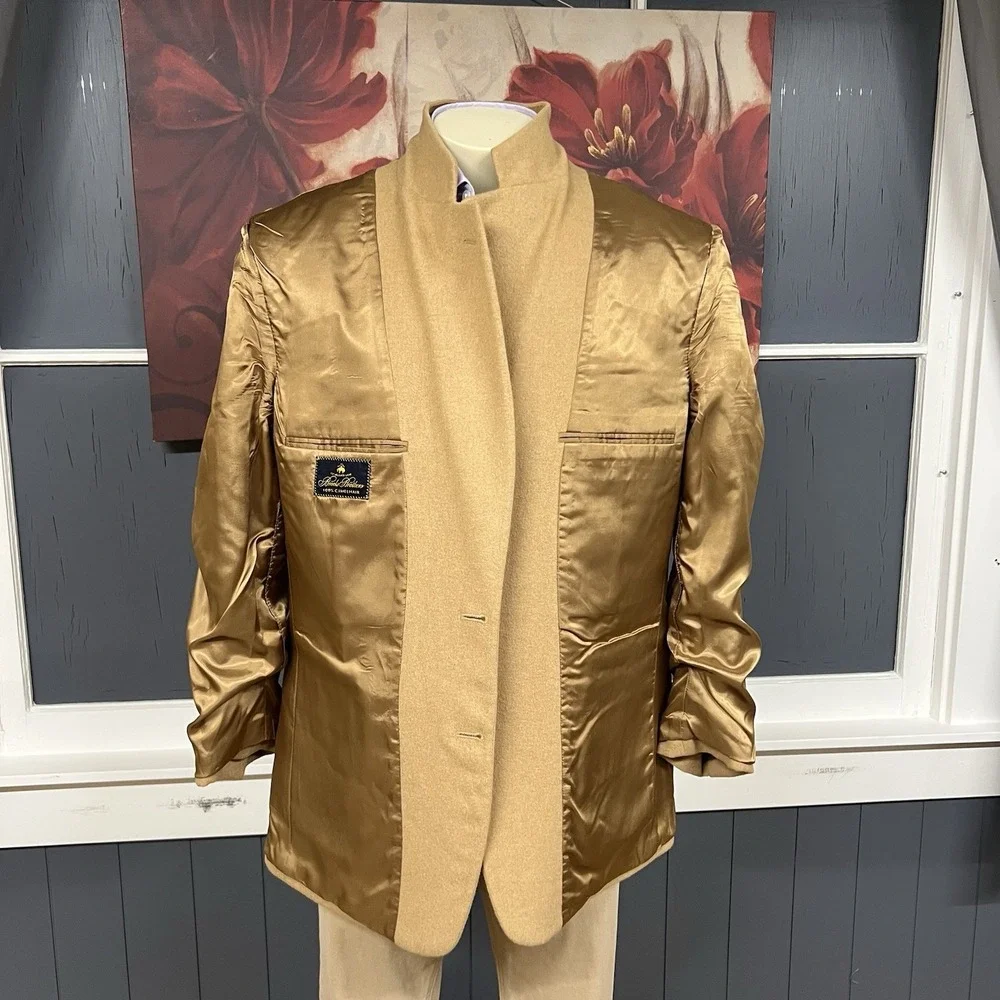 Vintage Brooks Brothers Camel Hair Blazer Jacket Sport Coat Mens 43R Khaki